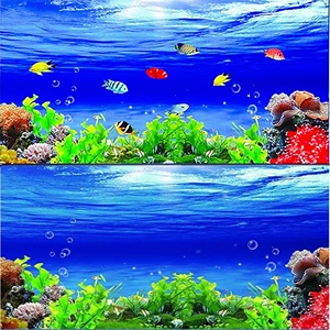 鱼缸背景贴纸壁纸高清3d立体水族箱海底世界造景装饰画外贴背景纸