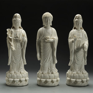 陶瓷立莲西方三圣佛像家用供奉摆件阿弥陀佛观音菩萨大势至菩萨像