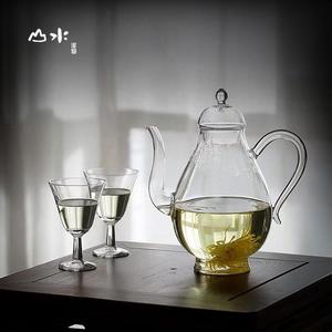 中式典雅复古美人壶清欢泡茶壶套装花茶多用一壶二杯酒壶文人玻璃