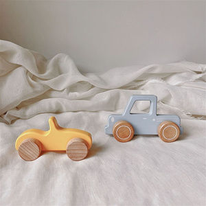 北欧ins风婴幼儿宝宝小车实木儿童益智玩具积木手推车木质抓握车