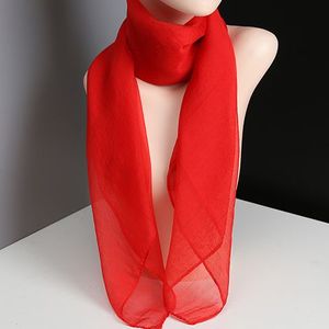 小方巾女纯色韩版围脖薄款雪纺领巾百搭正方形装饰丝巾围巾大红色