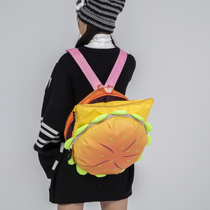 个性搞怪芝士汉堡背包设计感大容量校园双肩包卡通可爱女学生书包
