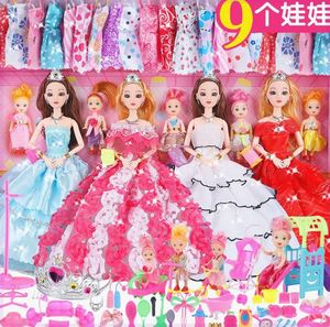 洋芭比娃娃套装大礼盒公主小女孩儿童玩具衣服生日礼物婚纱裙子布