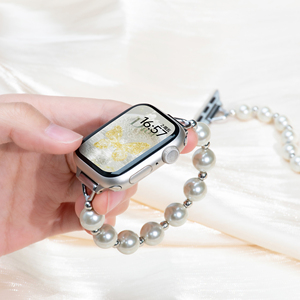 【珍珠手链】适用于applewatchs9表带iWatch8/7/6/5/4/3Ultra2苹果手表表带智能运动创意s9腕带高级感手链