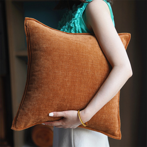 晶绒 橘红色抱枕套客厅沙发靠枕抱枕轻奢高级美式靠背枕腰枕方枕