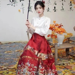 【雅兔】新中式国风美汉服红色马面裙订婚敬酒服套装春季新款日常