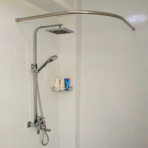 浴室套装加厚不锈钢弧形浴帘杆打孔洗澡间杆子弯杆淋浴房撑杆挂杆