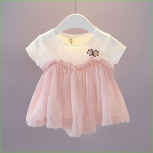 童装女宝宝夏装短袖娃娃衫0-1-2-3岁女童雪纺T恤衫婴儿