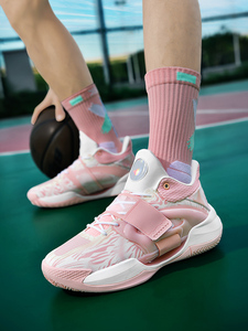 匹克适配水花5代篮球鞋男款粉色夜光蓝球鞋4儿童夏季透气球鞋女学