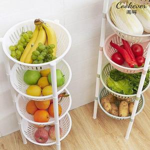 厨房置物架实用收纳架省空间多层3落地水果蔬菜篮子浴室4层塑料筐