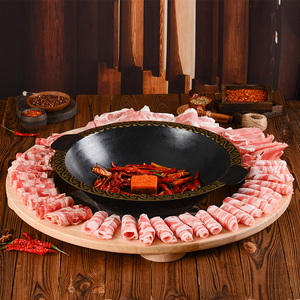 网红火锅店餐具涮牛羊肉卷盘子烤肉创意特色木制圆环形游泳呼啦圈