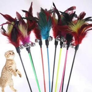 nny Cat Stick Colorful Feathers Tease Cats Sticks Training