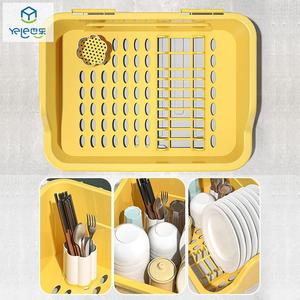 也乐碗筷收纳盒塑料家用多功能沥水碗架特大小号厨房餐碗柜收纳箱