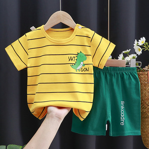 拉比官方正品儿童短袖套装纯棉女童夏装男童t恤两件宝宝婴儿衣服