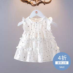 女宝宝夏季儿童无袖公主裙1-3岁2女童夏装圆点连衣裙婴儿薄款裙帅