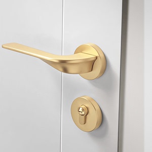 金色哑光现代简约分体锁家用磁吸静音室内卧室房间门锁木门门把手