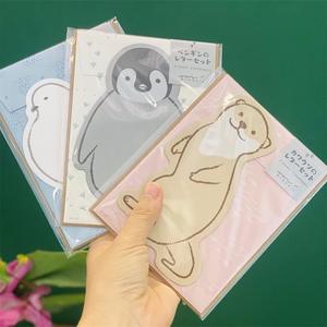 包邮日本制midori新款可爱企鹅水獭趣味异形动物造型信封信纸套装