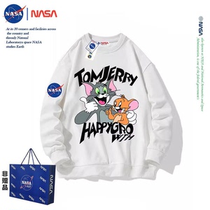 NASA联名2024年卫衣女生款流行卡通印花猫和老鼠春季潮流圆领卫衣