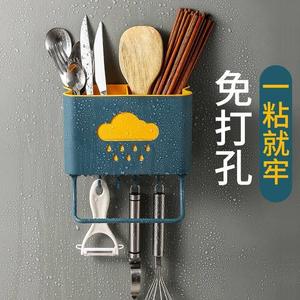 分隔墙上筷子盒收纳架墙壁筷子篓挂钩筷笼收纳盒吸壁吸盘墙挂厨房