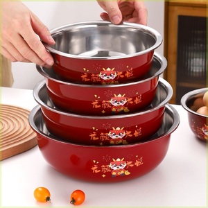 【三件套】不锈钢盆子高颜值彩色盆水果洗菜盆汤盆汤锅调料打蛋盆