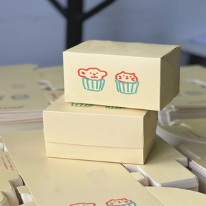 网红定制西点盒3寸4寸切块蛋糕盒创意猫狗图案烘焙方形暖色打包盒