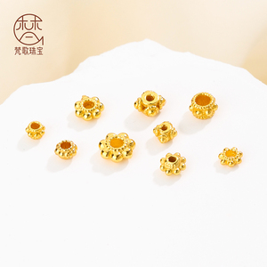 S925银镀金古法银小雪花蜻蜓眼隔珠diy饰品手工编绳材料珠串配件