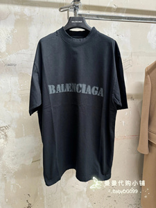 代购Balenciaga/巴黎世家 24S新款前后马赛克模糊字母短袖女T恤男