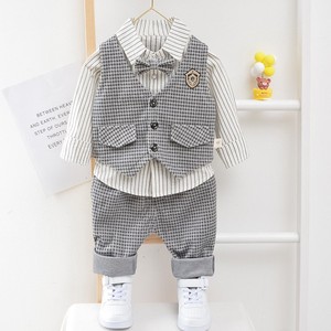 婴儿衣服套装英伦帅气马甲衬衫小西装一周岁礼服男宝宝分体春秋装