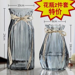 透明花瓶玻璃创意高颜值简约插花百合鲜花干花水养客厅富贵竹园林