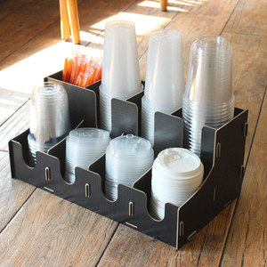 家用收纳塑料一次性小型杯子杯盖实用纸盒架子豆浆组装置物架放置