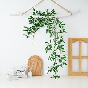 仿真富贵籽叶藤条长条壁挂室内绿色植物叶子假花软装设计仿真绿植