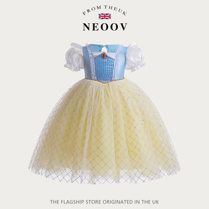 【品牌】白雪公主裙女童夏季新款艾莎连衣裙子儿童短袖迪士尼礼服