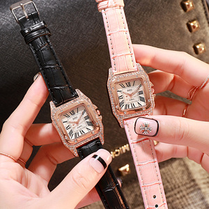 适用迪澳爆款时尚腕表简约方形潮流女式手表水钻石英表学生女士表