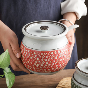 陶瓷罐子耐高温猪油罐日式大号调料罐家用厨房储物容器装辣椒盐罐