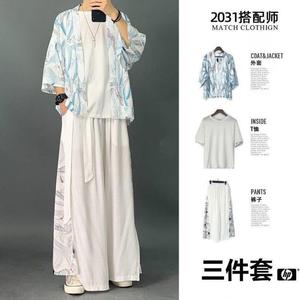 五虎上将汉服三件套道袍可以上班穿的汉服夏大尺码衣服潮流网#【