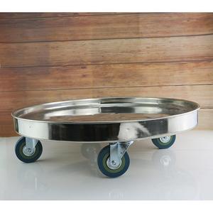 不锈钢圆形周转车加厚保温桶汤桶底座架平板圆盘带轮子移动推车饭