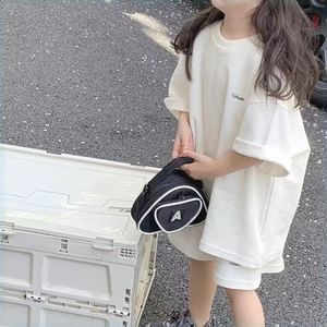 女童夏季新品洋气韩系休闲套装2024新款网红宽松T恤五分纯棉运
