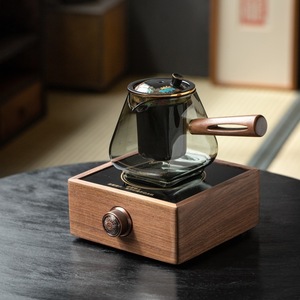 黑胡桃木日式家用电陶炉小型专用煮茶炉玻璃温茶壶茶水分离器套装