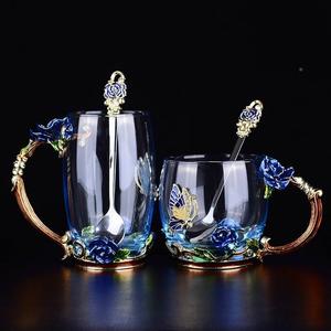 琅珐杯琳琅杯珐瑯彩琉璃杯子琉璃茶具套组法朗杯祛琅杯法郎杯礼物