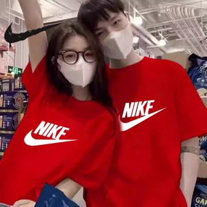 Nike耐克2024新年本命年情侣短袖T恤中国红色系纯棉半截袖沙滩情