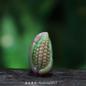 天然盐源玛瑙紫绿色玉米玉蜀黍挂件苏工五彩赤玉多子多福福豆吊坠