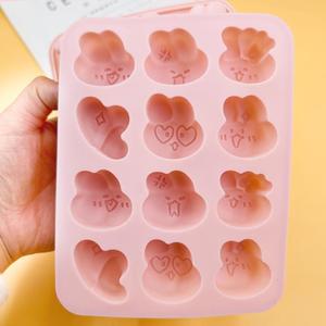 创意可爱表情小兔食品级烘焙蜡瓶糖硅胶模具手工QQ糖糖果冰块模型
