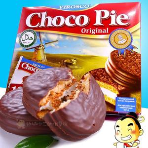 俄罗斯巧克力派蛋糕进口巧克力夹心南韩饼12小袋面包代餐早餐零食