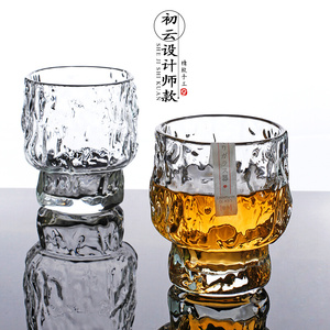 原创贺岁新品 初云柳丝雨设计师款威士忌杯 日式锤纹酒杯耐热杯子