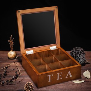 九格竹子制茶叶盒天窗袋装咖啡收纳盒竹木质茶叶罐零食收纳储物盒