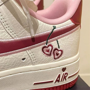 Nike耐克女鞋Air Force1 Low空军一号情人节龙年限定樱桃白红板鞋