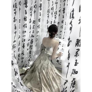 古风纱幔书法新中式婚礼庆文字画写真拍照摄影道具背景布装饰飘纱