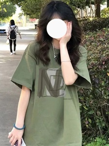 乐町官方旗舰店美式短袖T恤少女春夏2024新款初中高中学生薄款宽