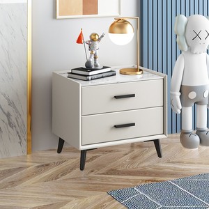 IKEA宜家床头柜实木轻奢简约现代家用卧室小柜子岩板50cm简约储物