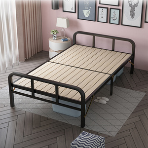爆折叠床午休单人床实木床板12米简易双人铁架家用小床硬板加固品